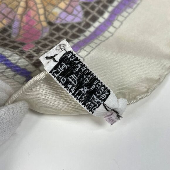 Hermes Carré 90 Animal Pavement Tile Mosaic Animal Plant Scarf Silk White - Picture 3 of 4